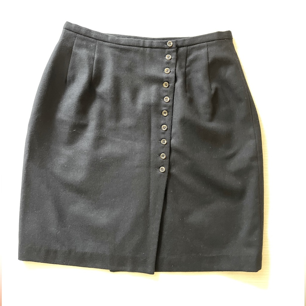 Vintage Havre Bernard Black Wool Skirt with buttons down in front size  S